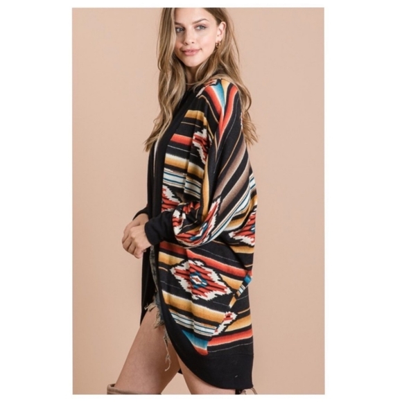 ❄️MULTICOLOR AZTEC PRINT OPEN CARDIGAN W/DOLMAN SLEEVES-NEW - Picture 6 of 8